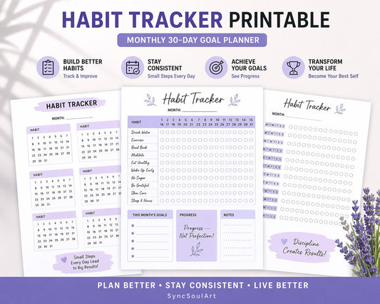 Habit Tracker Printable | Monthly 30-Day Goal Planner (A4 PDF Download)