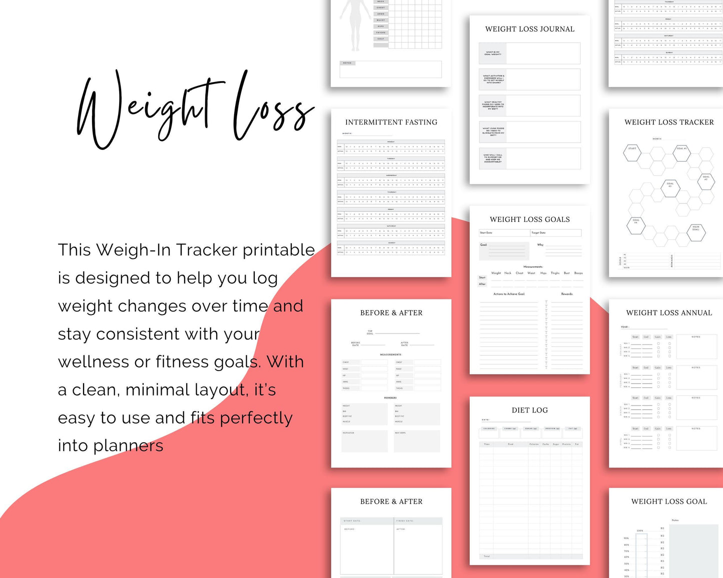 Fitness Planner 2026 – Weight Loss Journal, Habit Tracker (Digital Download)
