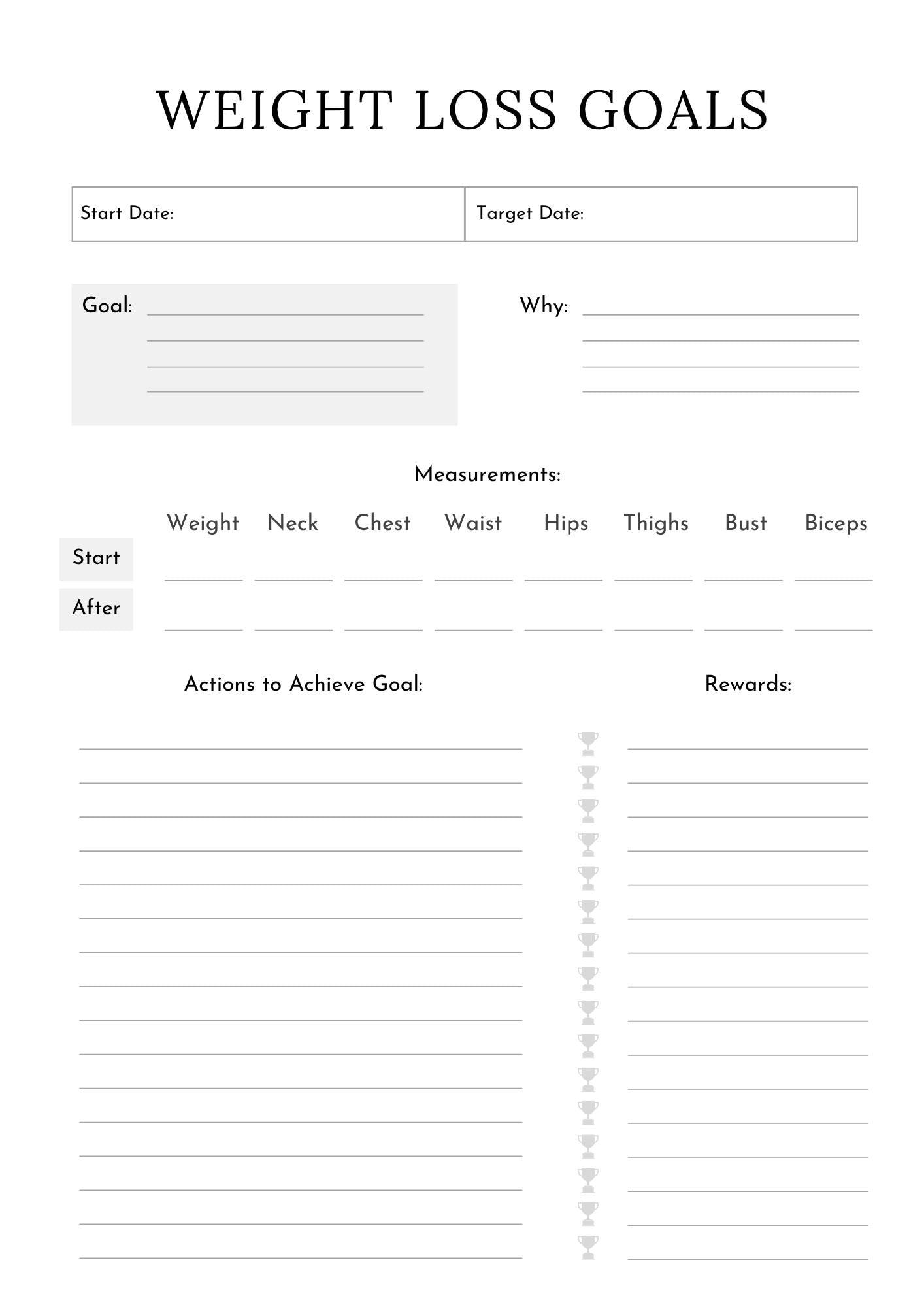 Fitness Planner 2026 – Weight Loss Journal, Habit Tracker (Digital Download)