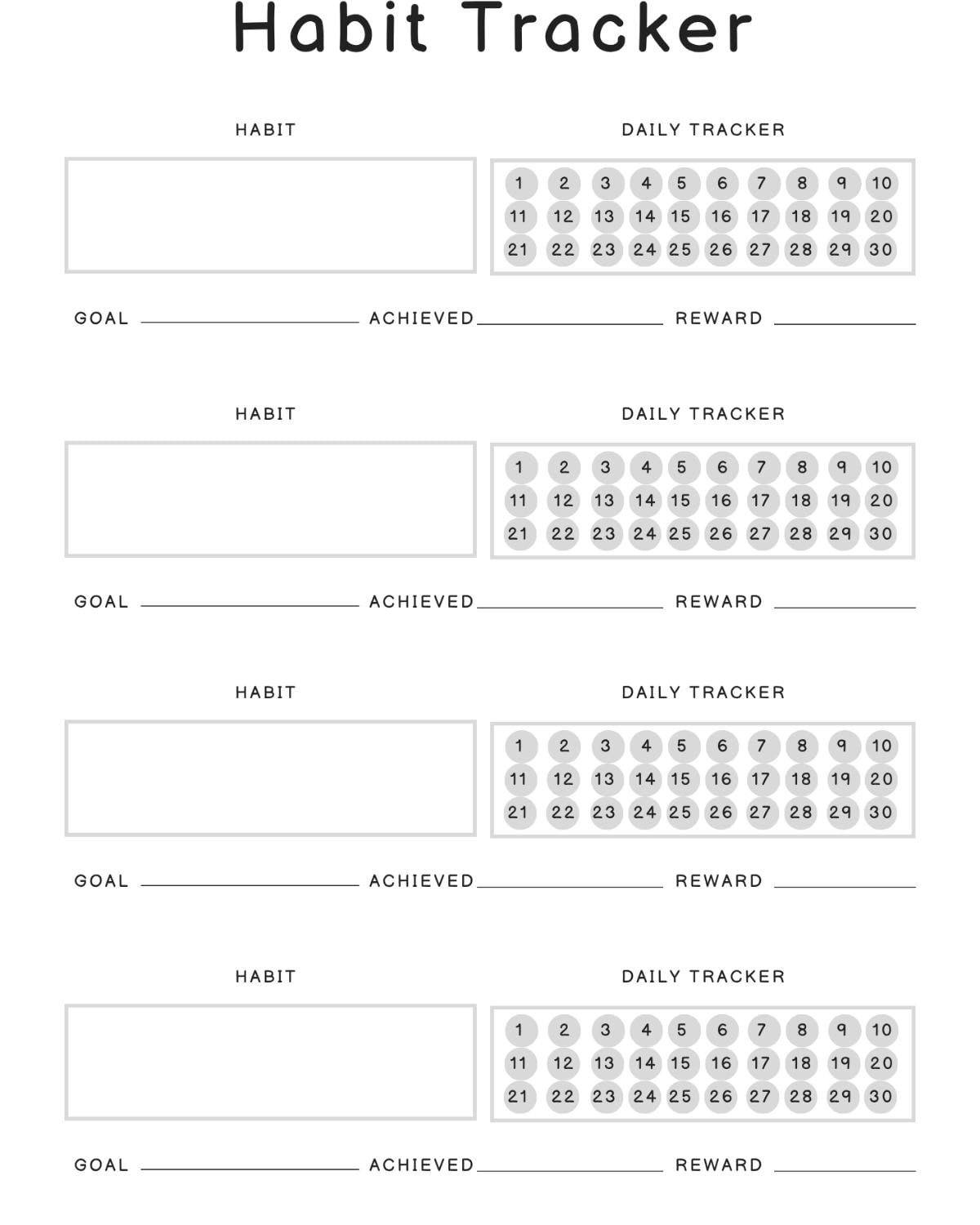 Habit Tracker Printable | Monthly 30-Day Goal Planner (A4 PDF Download)